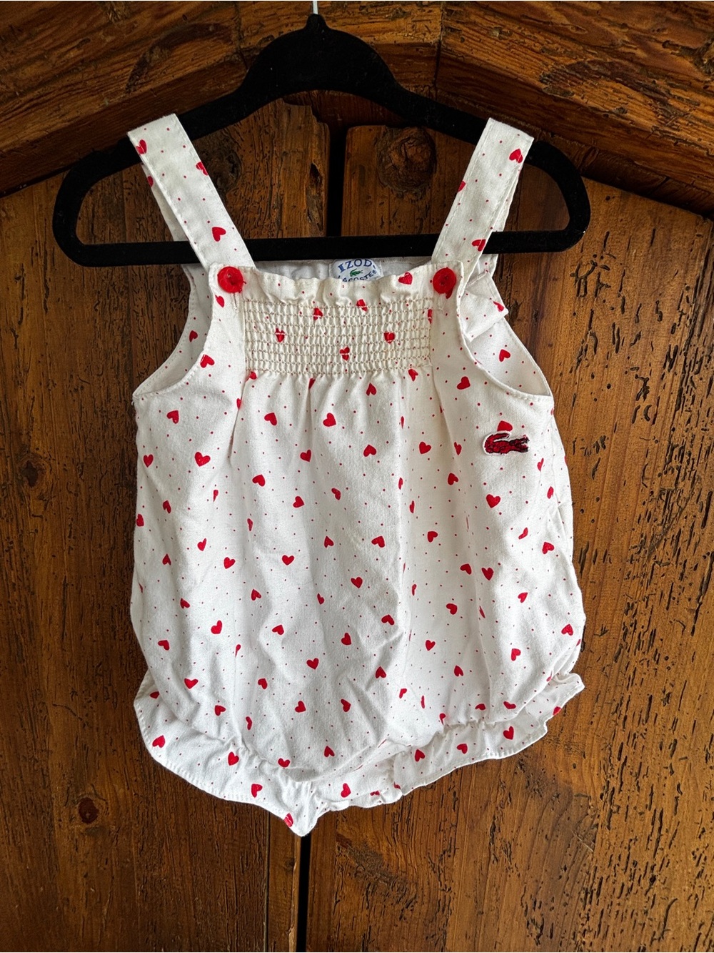 Lacoste White Baby Romper with Red Heart Print